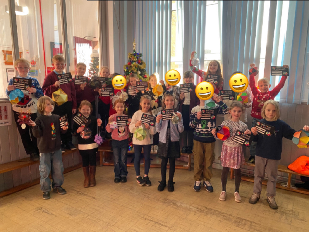 Children with Christmas baubles